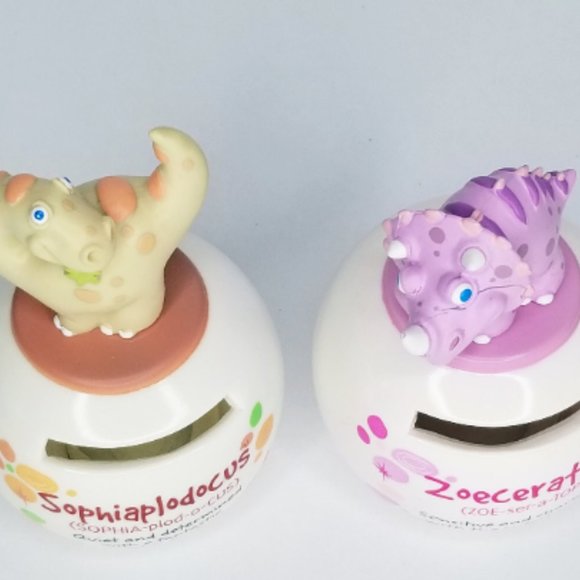 Vintage Dino Mates Money Jars Kids Dinosaur Piggy Banks - Picture 2 of 5